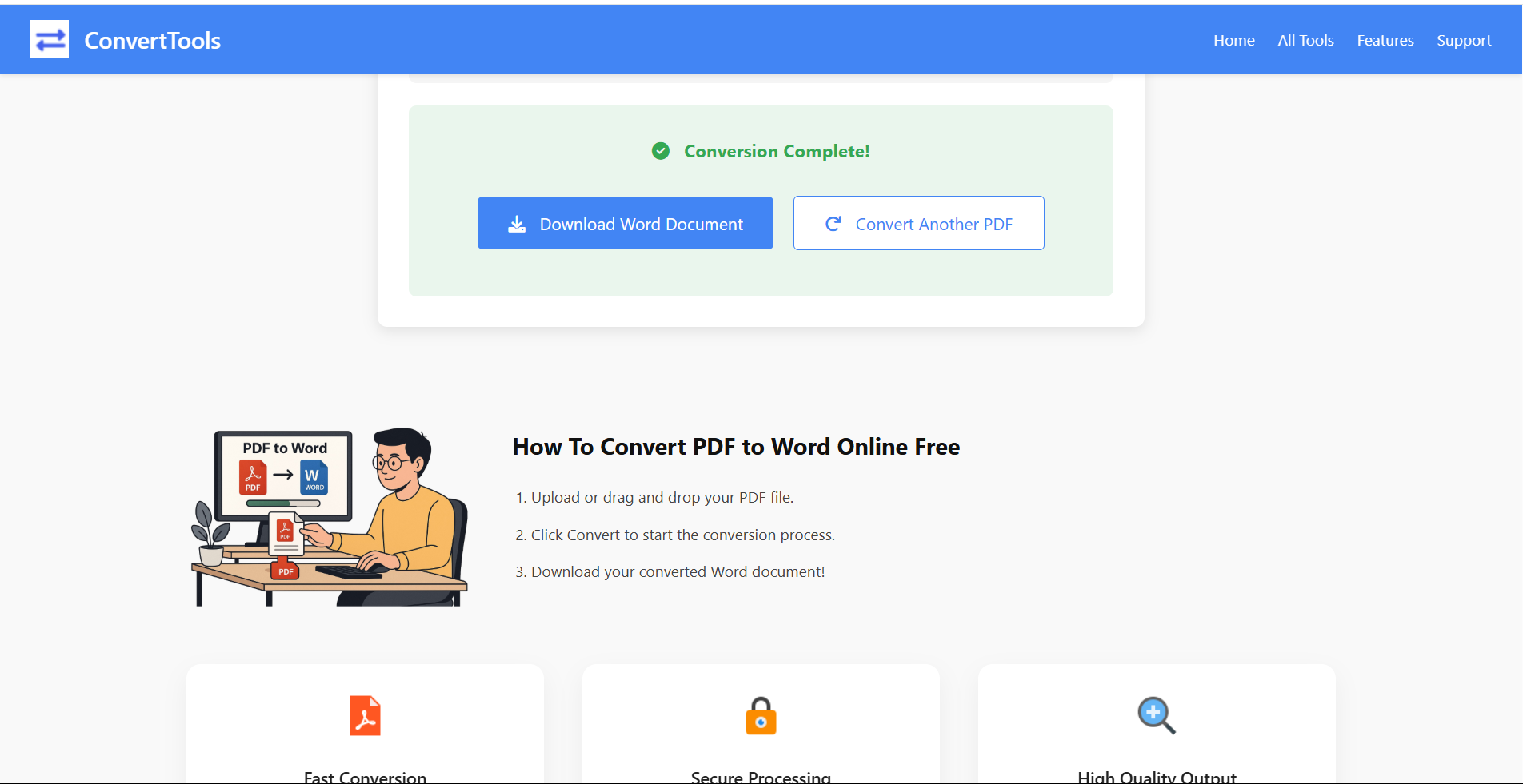 Downloading converted Word file